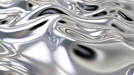 Aufkleber - Easy-to-Find Silver and Black Abstract Background with Wavy Lines Generated by AI