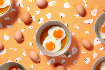 Wall Mural - egg food pattern white breakfast healthy yellow background texture wallpaper easter. Generative AI.