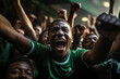 Nigerian football fans celebrating a victory  