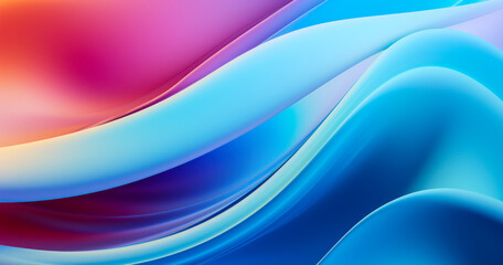 Poster - Abstract fluid iridescent holographic neon curved wave in motion colorful background 3d render. Gradient design element for backgrounds, banners, wallpapers, posters and covers