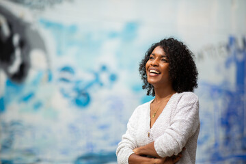 Wall Mural - smiling young african american woman