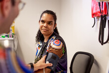Aboriginal Woman Having Her Blood Pressure Checked