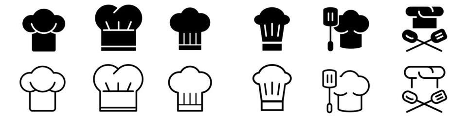 Chef hat vector icon set. cook illustration sign collection. kitchen symbol. restaurant logo.
