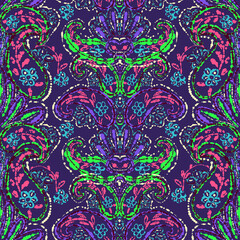 Wall Mural - Paisley. Indian floral pattern with cucumbers. Background for oriental design style. Seamless Paisley floral illustration. Can be used for wallpaper, website background, textile