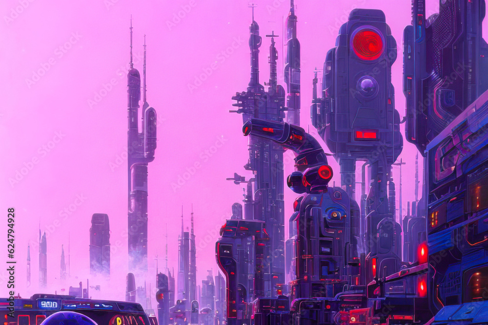 Cyberpunk urban scene. City of a future. Futuristic Generative AI ...