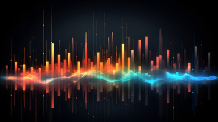 Wall Mural - Digital color music equalize glowing light abstract graphic poster web page PPT background