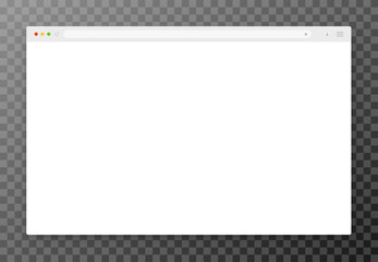 Fototapete - An empty browser window in white on a transparent background. Website layout with search bar, toolbar and buttons. Vector EPS 10.