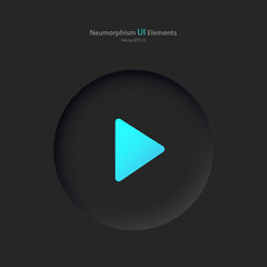 Poster - round play button on a black background. user interface elements in the style of neumorphism, ux, ui
