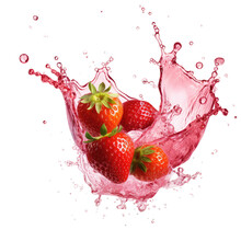 Strawberry Juice Splash Isolated On White