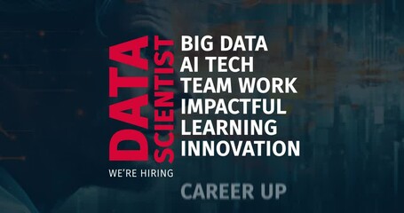 Wall Mural - data scientist job search in a word cloud animation.