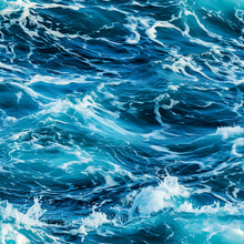 Ocean Waves Seamless Pattern. Sea Wave Blue Background. Generative AI
