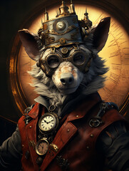 Wall Mural - A Portrait of a Steampunk Hyena | Generative AI