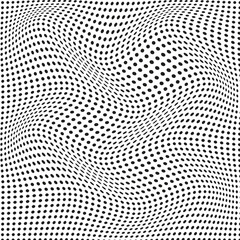Poster - abstract seamless geometric black dot grid wave pattern.