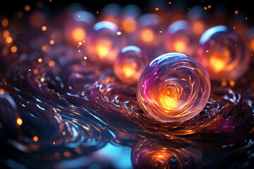 Aufkleber - A vibrant abstract background with swirling patterns and glowing orbs, symbolizing new beginnings and possibilities.  Generative AI technology.