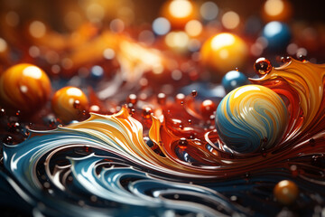 Poster - A modern abstract Christmas background with swirling patterns and festive colors.  Generative AI technology.