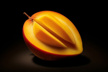 Aufkleber -  A photograph of a sliced mango, showcasing its rich, golden flesh and unique texture.  Generative AI technology.