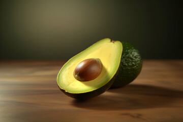 Aufkleber -  An image of a perfectly ripe, sliced avocado, with its creamy green flesh and smooth texture, inviting viewers to indulge in its goodness.  Generative AI technology.