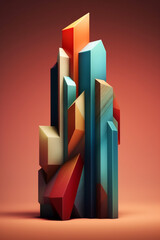 Poster -  A collection of geometric sculptures inspired by architectural elements,  Generative AI technology.