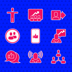 Poster - Set Hand like, Head hunting, Project team base, Team leader, and icon. Vector