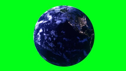 Wall Mural - blue planet earth rotating animation transparent greenback file. Elements of this image furnished by NASA.