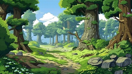 Wall Mural - abstract background forest. illustration of the beauty of nature with a captivating banner design fe