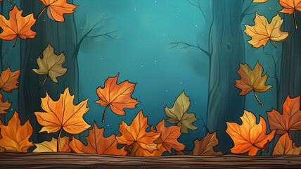 hand drawn cartoon autumn maple leaf illustration material