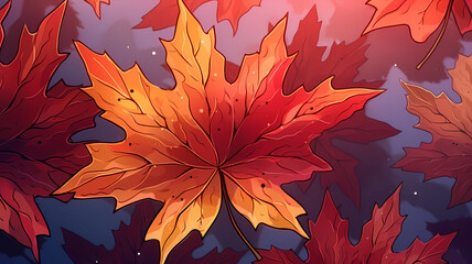 hand drawn cartoon autumn maple leaf illustration material