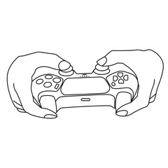 Wall Mural - hand holding  video game controller icon.