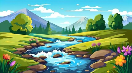 Wall Mural - abstract background a river. a visually striking banner design with an intricate illustration of a t