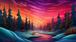 Abstract background aurora borealis. Winter background enhanced with neon colors and an illustration of the mesmerizing aurora borealis for banner design. Generative AI.