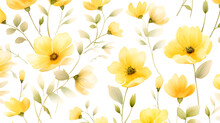 Yellow Flowers Watercolor Seamless Patterns