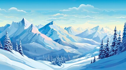 Wall Mural - abstract background snow covered mountains. designing of an eye-catching banner capturing the grande