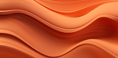 Poster - 3d rendering of abstract orange background with smooth wavy lines in it generative ai