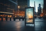 Fototapeta  - Blank digital signage screen in a public place, ideal for customization, generative ai