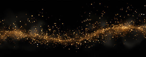 Poster - Abstract black background with golden bokeh effect. 3d rendering generative ai