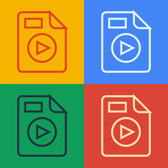 Aufkleber - Pop art line AVI file document. Download avi button icon isolated on color background. AVI file symbol. Vector