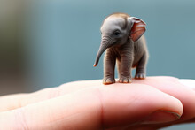 Tiny Small Elephant Sitting On A Finger Tip, Ai Generated