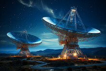 Radio Telescope Pointing To The Sky. AI Generative.