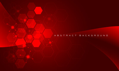 Poster - Abstract red technology hexagon curve futuristic with blank space design modern creative background vector