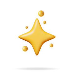 3D Glossy Shining Yellow Star Isolated. Reviews Round Star Realistic Render. Testimonial Rating, Feedback, Survey, Quality and Review. Achievements or Goal. Vector Illustration