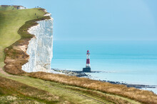 Beachy Head Lighthouse Near Eastbourne In East Sussex, England