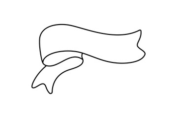 Wall Mural - Line ribbon banner icon, Web design element. Hand drawn vector illustration. Place for your text for business, greeting card and holidays copy space