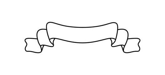 Wall Mural - Line ribbon banner icon, Web design element. Hand drawn vector illustration. Place for your text for business, greeting card and holidays copy space