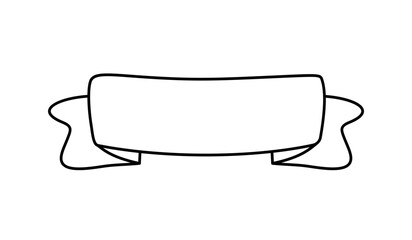 Wall Mural - Line ribbon banner icon, Web design element. Hand drawn vector illustration. Place for your text for business, greeting card and holidays copy space