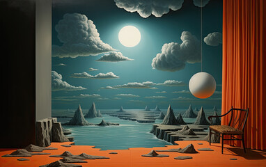 Wall Mural - the moon and the sea at night.