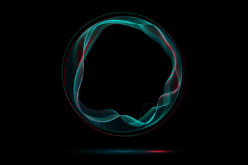 Aufkleber - round frame made of dynamic neon curved lines for technology concepts, user interface design, web de