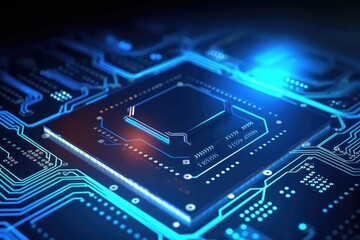 Poster - Fantastic CPU of the future background. Generative AI