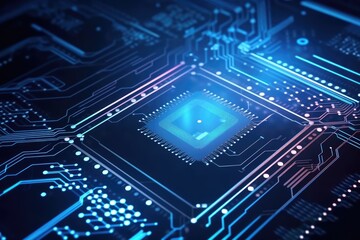 Poster - Fantastic CPU of the future background. Generative AI
