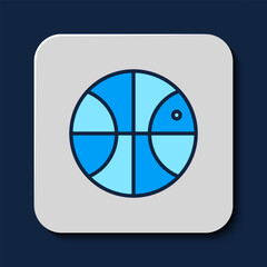 Canvas Print - Filled outline Basketball ball icon isolated on blue background. Sport symbol. Vector