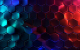 Fototapeta Przestrzenne - Dark hexagonal background with gradient color